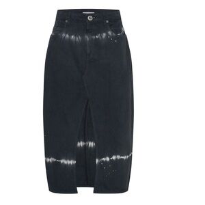 Rocko Mid Waist Long Length Denim Skirt - Black Magic